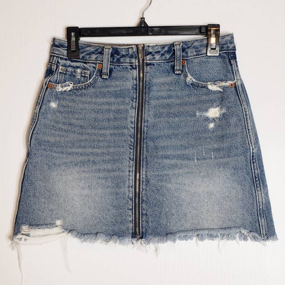 Abercrombie and Fitch Zoe Natural Rise Vintage A-Line Denim Skirt Zipper 4 27 - Picture 2 of 11